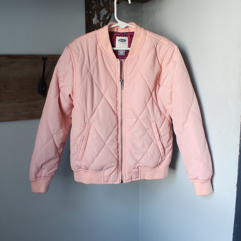 Old Navy Size M 8  Quilted Pink Spring Jacket Coat